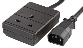 PEL01254 - Mains Power Cord, IEC 60320 C14 to Mains Socket, UK, 1 m, 10 A, 250 V, Black - PRO ELEC