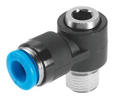 153099 - Pneumatic Fitting, Push-In L-Fitting, R1/8, 14 bar, 8 mm, PBT (Polybutylene Terephthalate), QSLV - FESTO