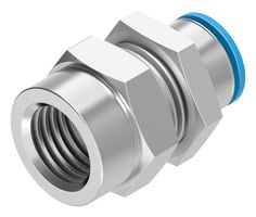QSSF-1/4-10-B - Pneumatic Fitting, Push-In Bulkhead Fitting, G1/4, 6 bar, 10 mm, Brass, QSSF - FESTO