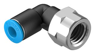 QSLF-1/4-6-B - Pneumatic Fitting, Push-In L-Fitting, G1/4, 14 bar, 6 mm, PBT (Polybutylene Terephthalate), QSLF - FESTO