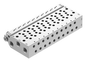 VABM-L1-10W-G18-10 - Manifold Rail, 10 Outlet, G1/8, M5, VABM Series, VUVG-B10 Solenoid/B10 M5 Sub-Base Valves - FESTO