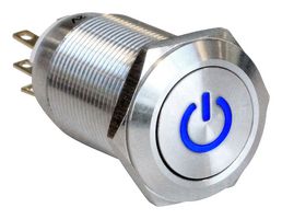MPI005PTELSBL12 - Vandal Resistant Switch, MPI005, 19 mm, SPDT, Latching, Round - BULGIN LIMITED