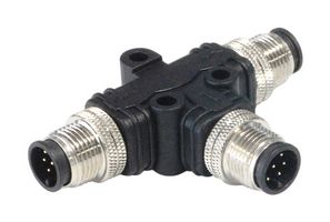 PXPPVC08TSMM03AFIIFI - Sensor Splitter, T - Style, Panel Mount, 3 Position M8 Plug, 2 x 3 Position M8 Plug, Black - BULGIN LIMITED