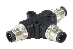 PXPPVC12TSMM12AFIIFI - Sensor Splitter, T - Style, Panel Mount, 12 Position M12 Plug, 2 x 12 Position M12 Plug, Black - BULGIN LIMITED