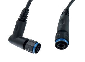 212-A02115-20 - Ethernet Cable, Cat6, Plug to 90° Plug, SFTP (Screened Foiled Twisted Pair), Black, 2 m, 6.6 ft - AMPHENOL SOCAPEX