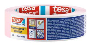 04333-00018-02 - Masking Tape, Paper, Pink, 50 m x 25 mm - TESA