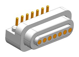 MP009326 - Magnetic Connector, 7 Contacts, Receptacle, Right Angle, 1.6 mm, 2 A, White - MULTICOMP PRO