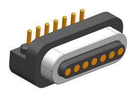 MP009338 - Magnetic Connector, 7 Contacts, Receptacle, Right Angle, 1.6 mm, 2 A, Black - MULTICOMP PRO