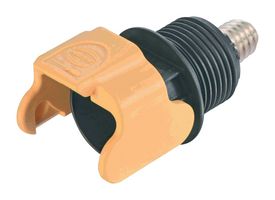 09930010125 - Heavy Duty Connector, Blk/Yel, M8 Bolt, Base, Bulkhead Mount, Top Entry, Nylon (Polyamide) Body - HARTING