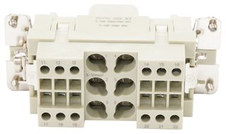 MP009604 - Heavy Duty Connector, Combination, 40A/10A, MP-HK INSERTS, Insert, 18+PE Contacts, 16B, Receptacle - MULTICOMP PRO