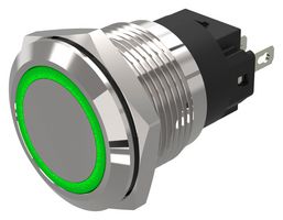 82-5551.0133 - LED Panel Mount Indicator, Green, 12 V, 19 mm, 14 mA, IP65, IP67 - EAO