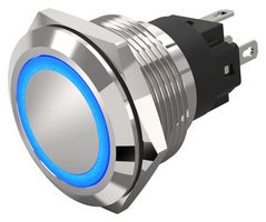 82-6551.2124 - Vandal Resistant Switch, 82 Series, 22 mm, SPDT, Maintained, Round Flat Flush, Natural - EAO