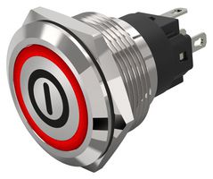 82-6151.2114.B001 - Vandal Resistant Switch, On/Off, 82 Series, 22 mm, SPDT, Maintained, Round Flat Flush, Natural - EAO