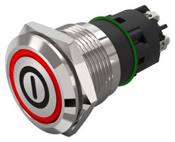 82-5152.2114.B001 - Vandal Resistant Switch, On/Off, 82 Series, 19 mm, SPDT, Maintained, Round Flat Flush, Natural - EAO