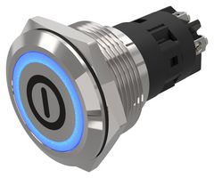 82-6152.2124.B001 - Vandal Resistant Switch, On/Off, 82 Series, 22 mm, SPDT, Maintained, Round Flat Flush, Natural - EAO