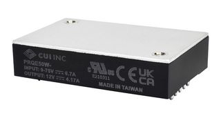 PRQE50W-E12-S12-D - Isolated Through Hole DC/DC Converter, ITE & Railway, 50 W, 1 Output, 12 V, 4.17 A - CUI