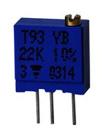 T93YA253KT20 - Trimpot, Multi Turn, Cermet, Top Adjust, 25 kohm, Through Hole, 23 Turns - VISHAY
