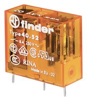 40.52.8.230.4000 - Power Relay, DPDT, 230 VAC, 8 A, 40 SERIES, Socket, Non Latching - FINDER