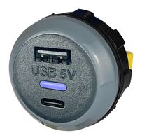 PVPWP-AC - USB Charger Receptacle, IP65, PVPWp Series, 3.6 A, 24 V, 2 Ports, USB Type A, USB Type C - ALFATRONIX