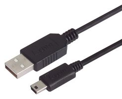 CSMUAZMB5-05M - USB Cable, Type A Plug to Mini Type B Plug, 500 mm, 19.7 ", USB 1.1, 2.0, Black - L-COM