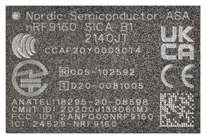 NRF9160-SIAA-B1A-R - Industrial Modem, LTE-M, I2C, I2S, SPI, UART, 2.2 GHz, 5.5 V Supply - NORDIC SEMICONDUCTOR