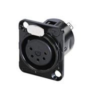 RC5FDL-B - XLR Connector, 5 Contacts, Receptacle, Panel Mount, Gold Plated Contacts, Zinc Body - REAN