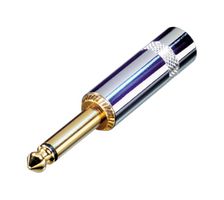 NYS224G - Phone Audio Connector, Mono, 2 Contacts, Plug, 6.35 mm, Cable Mount, Gold Plated Contacts - REAN