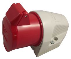 130406 - Pin & Sleeve Connector, 32 A, 400 V, Panel Mount, Outlet, 3P+E, Red - WALTHER
