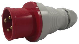 210406 - Pin & Sleeve Connector, 16 A, 400 V, Cable Mount, Plug, 3P+E, Red, White - WALTHER