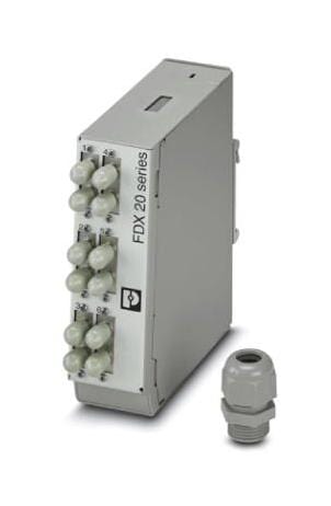 PHOENIX CONTACT Fibre Optics FOC-FDX20-PP-STD6-OM2-PT9 DIN RAIL SPLICE BOX, 6 X ST DUPLEX PHOENIX CONTACT 3293214 FOC-FDX20-PP-STD6-OM2-PT9