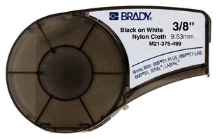 M21-375-499 Label, Nylon Cloth, WHT, 9.53mm, 4.87M Brady