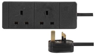 2118 Black 5m Extension Lead 2 Gang Black 5m Pro Elec
