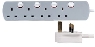 8413N-1m Ext Lead 4 Gang IND Switched 1m Pro Elec