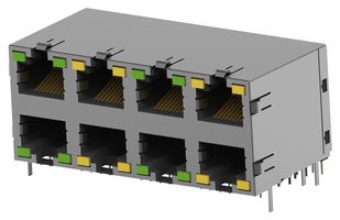 6339082-3 RJ45 Connector, R/A Jack, 2PORT, Th Amp - Te Connectivity
