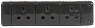 9338 Black Extension Socket 3 Gang Black Pro Elec
