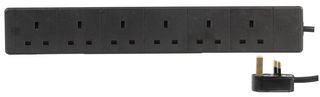 2068 Black 3M Extension Lead 6 Gang Black 3M Pro Elec