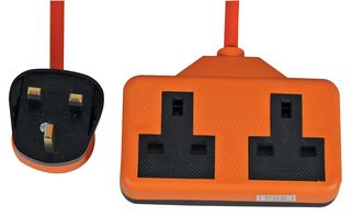 0139OR-15m Socket Rubber 2 Gang 13a Orange 15m Pro Elec