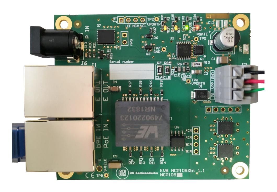 ONSEMI Power Management - Power Over Ethernet (POE) NCP1095GEVB POE-PD INTERFACE CONTROLLER EVB ONSEMI 3232313 NCP1095GEVB