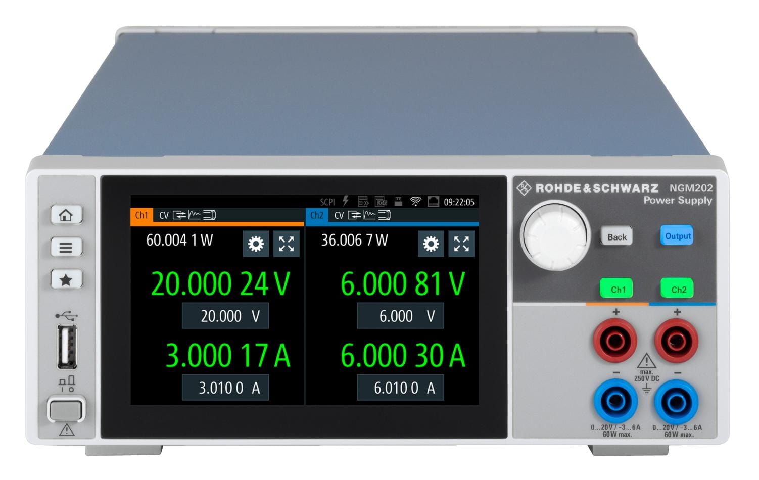 ROHDE & SCHWARZ Bench Top Power Supplies NGM202 POWER SUPPLY, 2CH, 6A, 20V, 120W ROHDE & SCHWARZ 3228038 NGM202