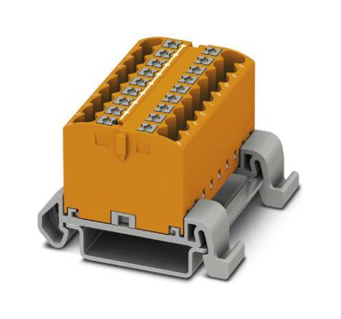 PHOENIX CONTACT Power Distribution Blocks PTFIX 18X2,5-NS35A OG TB, DISTRIBUTION BLOCK, 18P, 12AWG, ORG PHOENIX CONTACT 3242450 PTFIX 18X2,5-NS35A OG