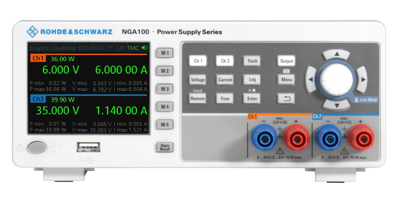ROHDE & SCHWARZ Bench Top Power Supplies R&S® NGA102 POWER SUPPLY, 2-CH, 35V, 6A ROHDE & SCHWARZ 3677542 R&S® NGA102