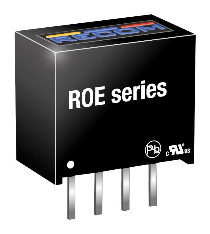 RECOM POWER Isolated Board Mount ROE-1505S DC-DC CONVERTER, 5V, 0.2A RECOM POWER 2774090 ROE-1505S
