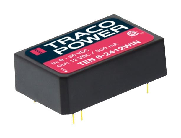 TRACO POWER Isolated Board Mount TEN 6-2410WIN DC/DC CONVERTER, 1 O/P, 1.2A, 3.3V TRACO POWER 2280225 TEN 6-2410WIN
