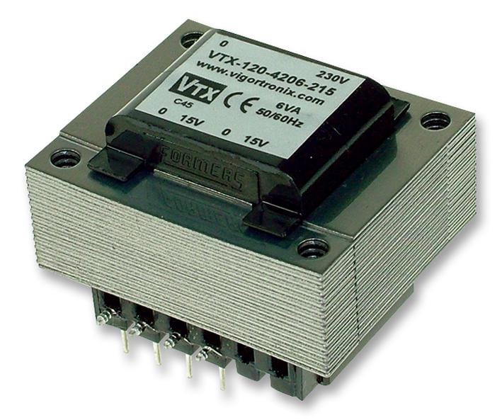 VIGORTRONIX Isolation VTX-120-5412-406 TRANSFORMER, 12VA, 2 X 6V VIGORTRONIX 1712719 VTX-120-5412-406