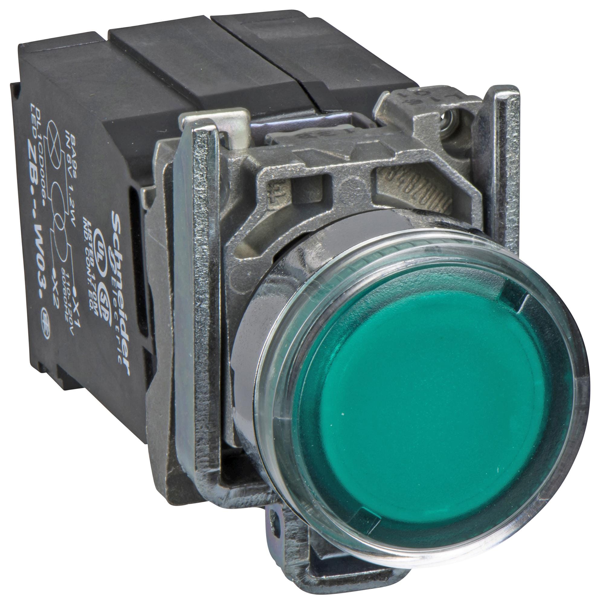 SCHNEIDER ELECTRIC illuminated XB4BW3335 PB SW, ILLUM, SPST-NO/NC, GRN, 6A/120VAC SCHNEIDER ELECTRIC 3108766 XB4BW3335