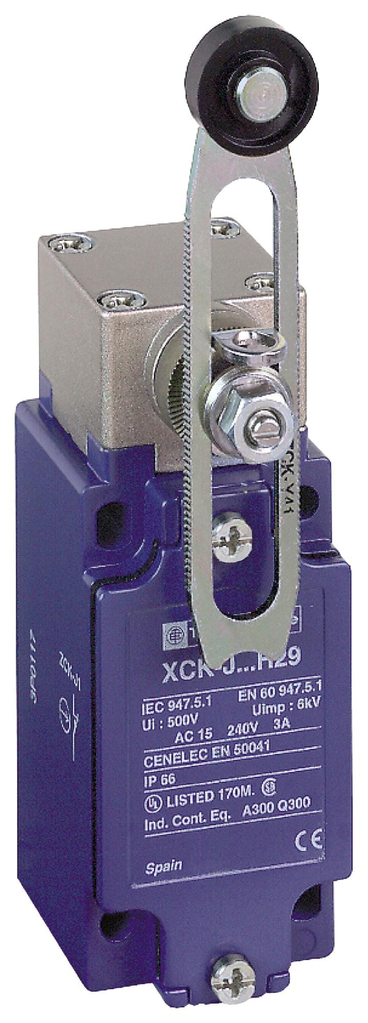 TELEMECANIQUE SENSORS Limit Switch XCKJ50541H29 LIMIT SW, ROLLER LEVER, SPST-NO/NC, 3A TELEMECANIQUE SENSORS 3130453 XCKJ50541H29