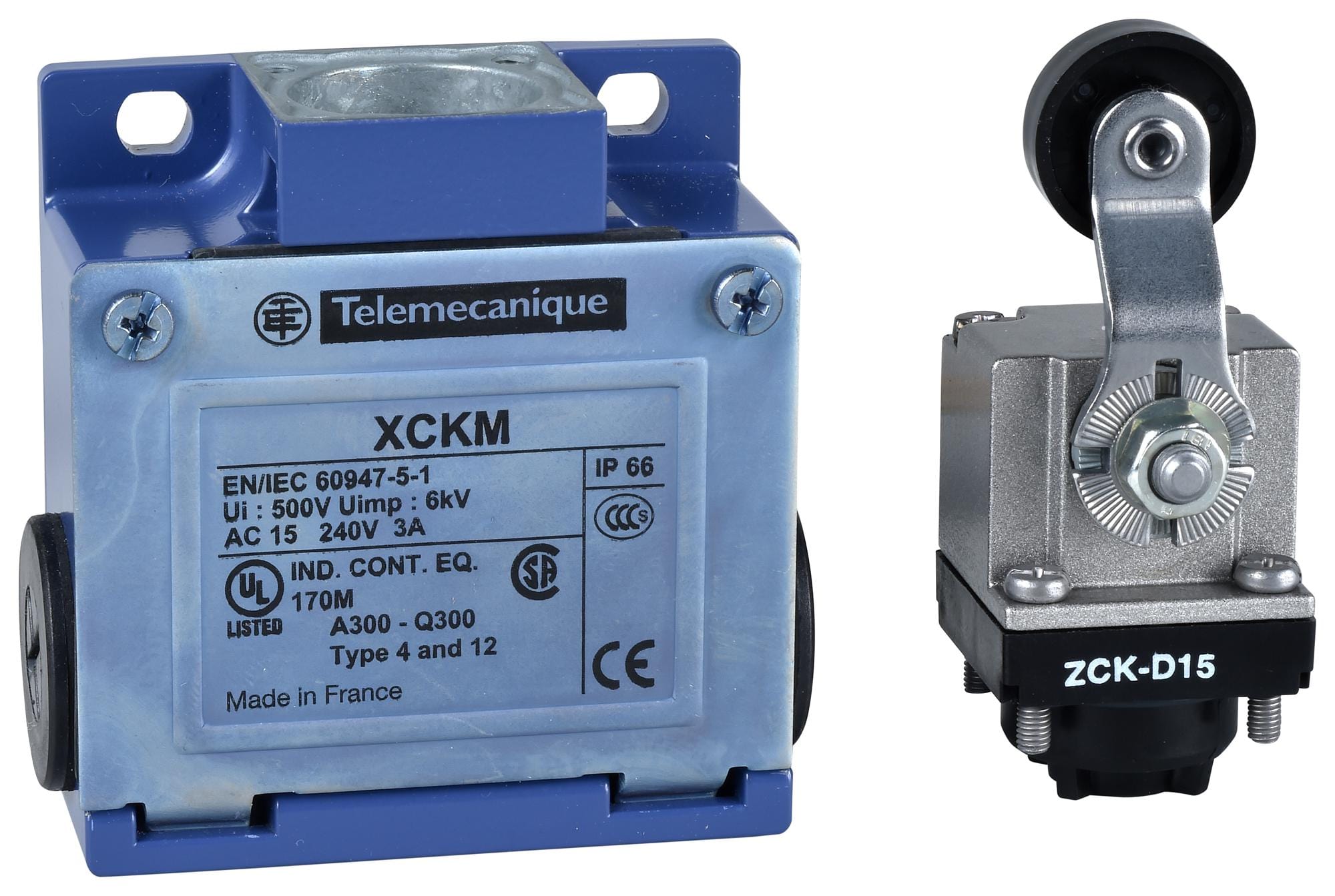 TELEMECANIQUE SENSORS Limit Switch XCKM515H29 LIMIT SW, ROLLER LEVER, SPST-NO/NC, 3A TELEMECANIQUE SENSORS 3130458 XCKM515H29
