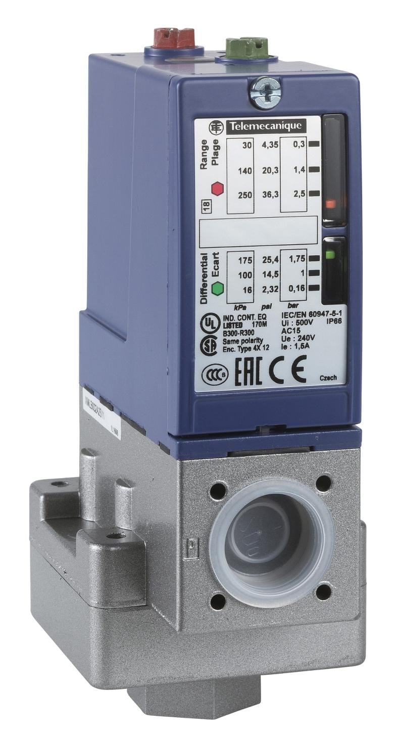 TELEMECANIQUE SENSORS Switches XMLB004A2S12 PRESSURE SWITCH, SPST-CO, 4BAR, PANEL TELEMECANIQUE SENSORS 3131086 XMLB004A2S12