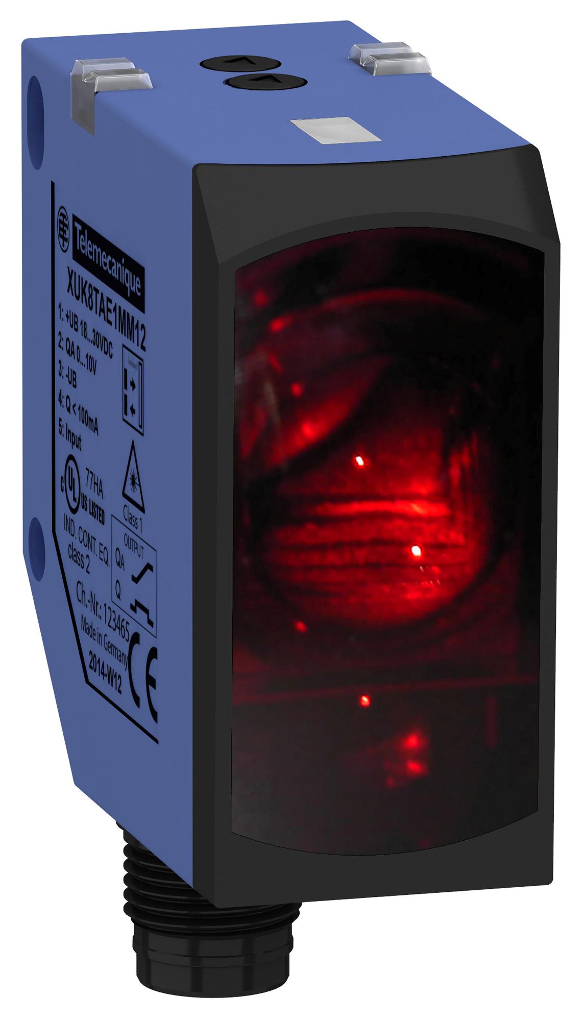 TELEMECANIQUE SENSORS Distance XUK8TAE1MM12 PHOTOELECTRIC SENSOR, 5M, ANALOGUE/DIGI TELEMECANIQUE SENSORS 3130920 XUK8TAE1MM12