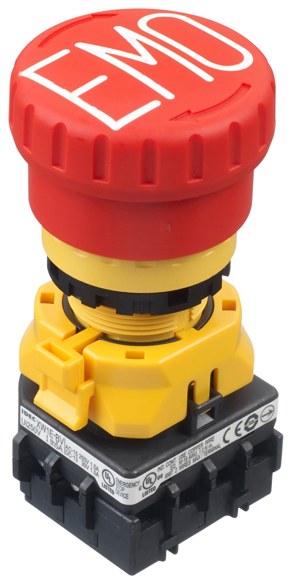 IDEC Emergency Stop XW1E-BV402MFRH-EMO E-STOP PB SW, DPST-NC, 5A, 125V, SCREW IDEC 2833830 XW1E-BV402MFRH-EMO
